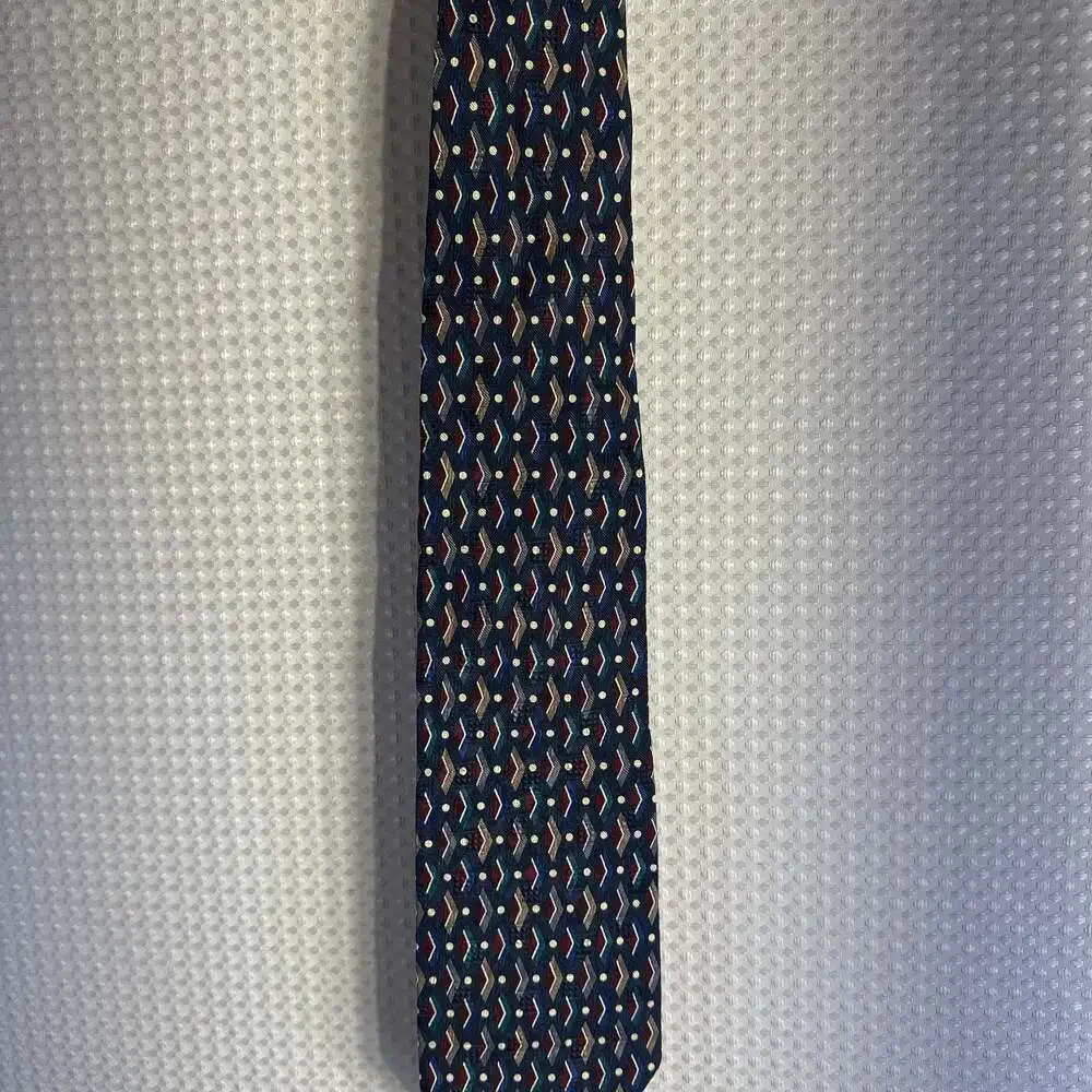 Pierre Balmain Couture Vintage 100% Silk Geometric Diamond Men's Necktie